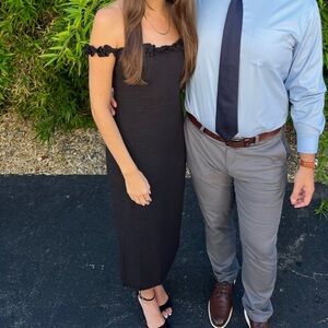 Petal & Pup Black Off-Shoulder Midi Dress